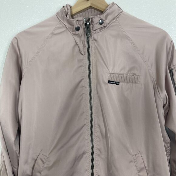 Members Only Jacket Mens Small Pink Iconic Racer Bomber Zip Pocket Polyester - Picture 2 of 16